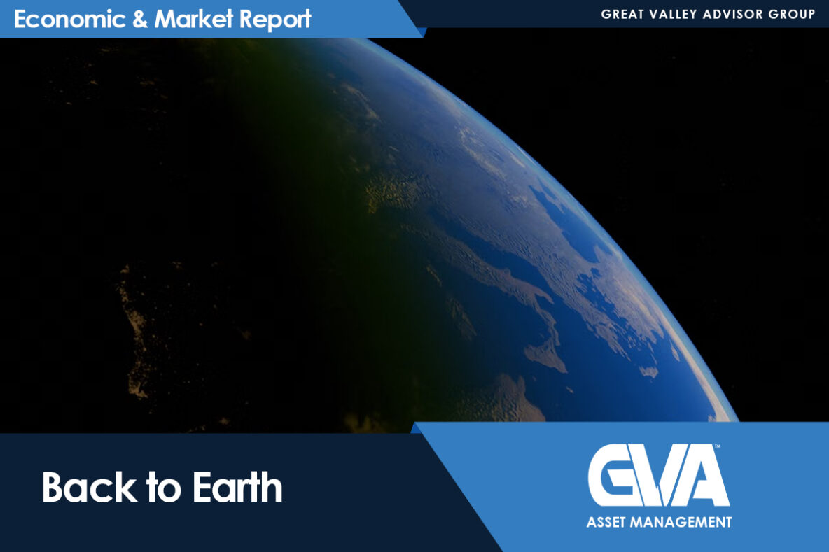 Earth from space with a blue 'Economic & Market Report' banner and 'Back to Earth' title by GVA Asset Management