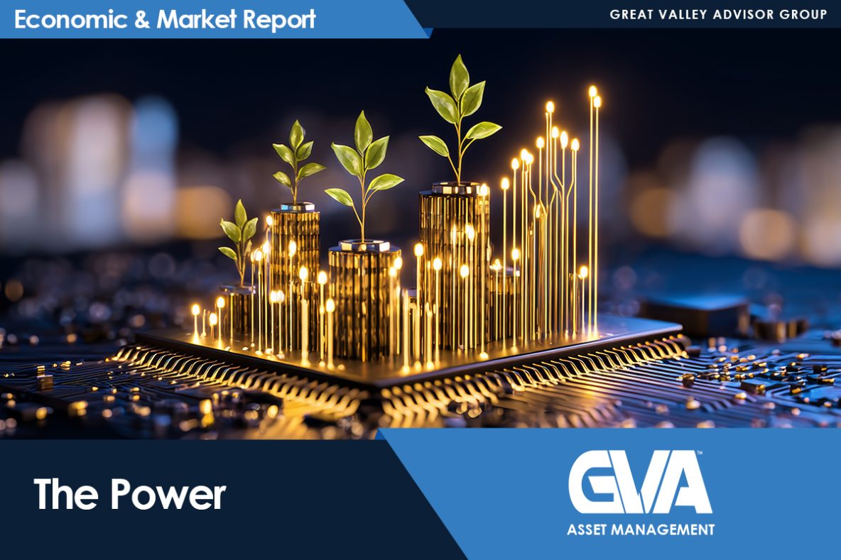 Cover image for Economic & Market Report featuring growing plants from golden bar stacks on a circuit board, symbolizing growth and technology-driven value (GVA Asset Management).